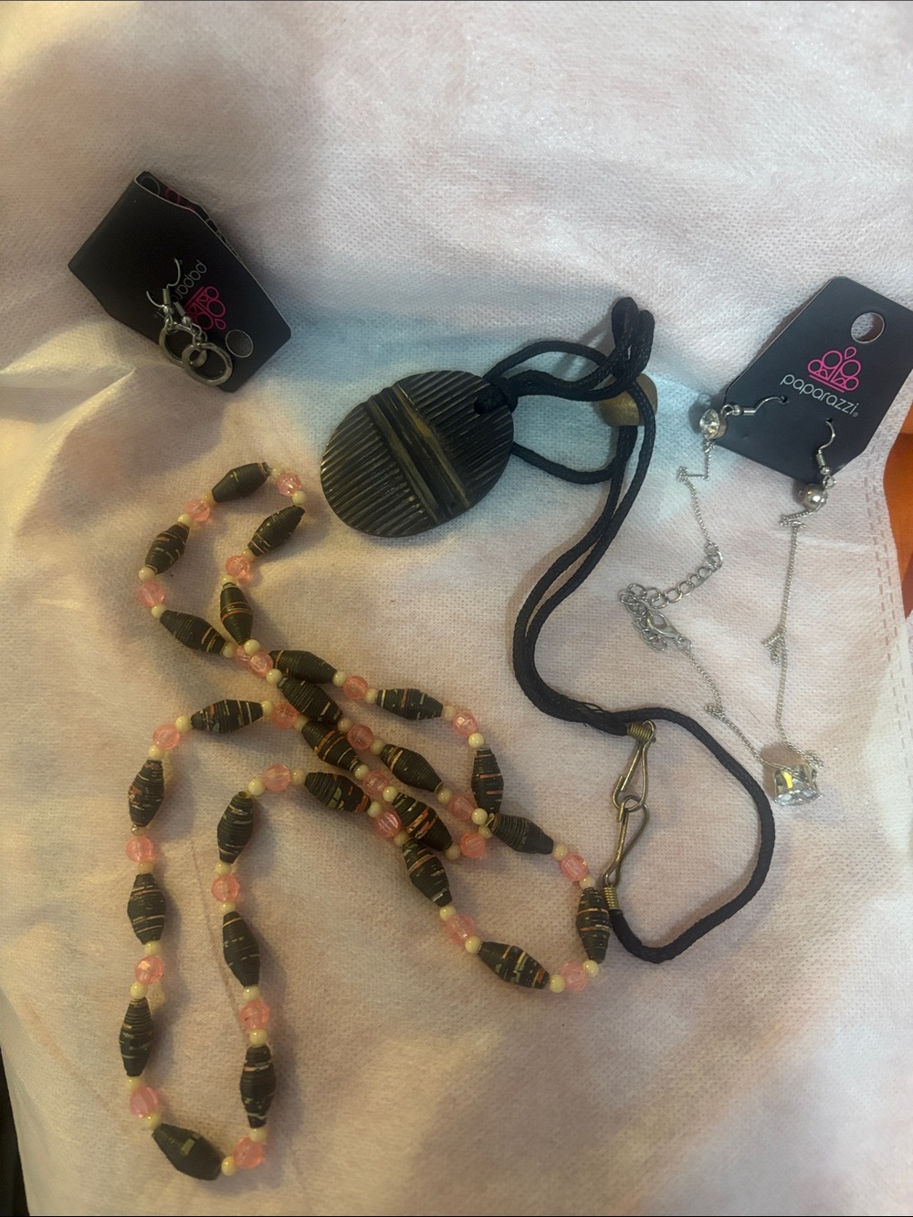 paparazzi Black & Pink Beaded Necklace Set with Pendant